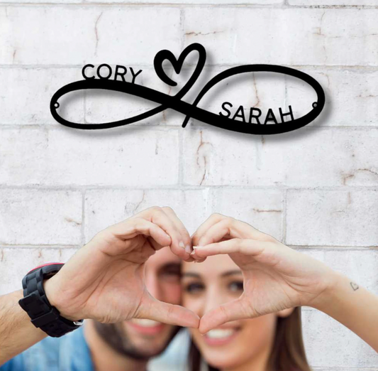 Infinity Couples Monogram - Steel Sign