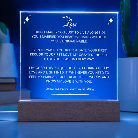 Eternal Love: Multicolor LED Acrylic Plaque for Your Beloved Husband